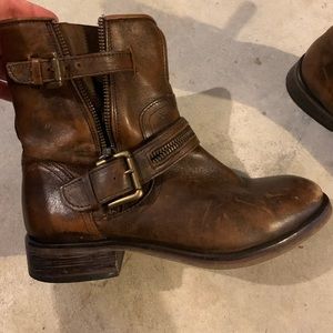 Distressed genuine leather boots